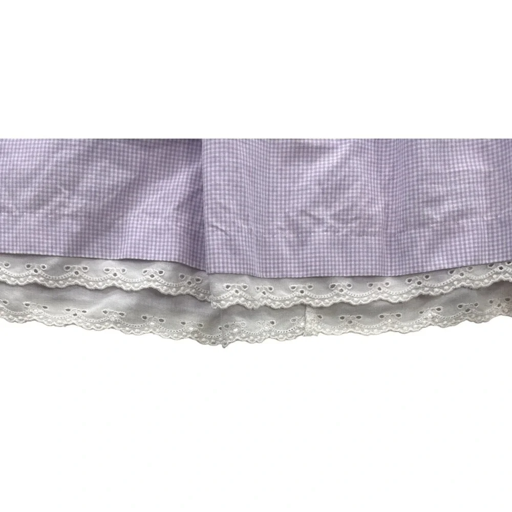 Goodlad Gingham Dress Kids 6 Purple Excellent Floral Eyelet Lace Flutter Sleeve